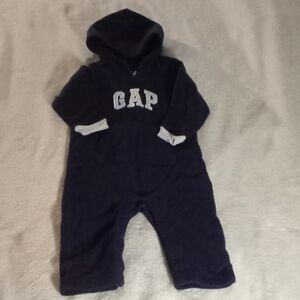 GAP Dark Blue Infant Hooded Jumpsuit 12-18 MONTHS LIKE NEW!